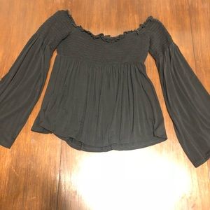 Black off the shoulder shirt